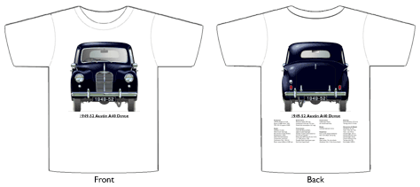 Austin A40 Devon 1949-52 T-shirt Front & Back